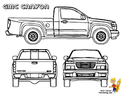 Coloring Truck Gmc Canyon Side View Front View And Rear View At Yescoloring Http Www Yescoloring C Truck Coloring Pages Cars Coloring Pages Pickup Trucks