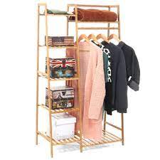 Quality clothes rails including heavy duty, adjustable, children's and coloured rails for displaying a range of garments and clothing. Bamboo Wood Garment Clothes Rack Clothing Closet Locker Hanging Rail Rack Dressing Room Organization Sale Banggood Com Arrival Notice