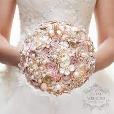We even provide customers with an array of mixed flower bouquets. Rose Gold Wedding Bouquet Blush Pink Ivory Cream Brooch Etsy