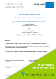 Hier finden sie passende vorlagen! Schriftliche Vereinbarung Muster Kostenlose Vorlage Zum Download