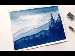How To Paint Mountain Forest Landscape Watercolor Youtube