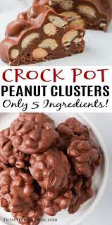 Crockpot Peanut Clusters Recipe Only 5 Ingredients Peanut Clusters Peanut Clusters In Crockpot Crock Pot Desserts