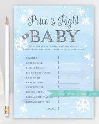 The Price Is Right Baby Shower Game Baby It S Cold Etsy In 2021 Outside Baby Showers Winter Baby Shower Themes Snowflake Baby Shower
