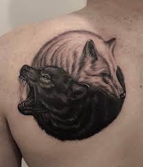 Black And White Wolf Tattoo Ideas Pin By Joshua Clough On Ink Yin Yang Tattoos White Wolf Tattoo Wolf Tattoo Sleeve