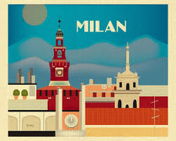 Milan Skyline Print Milan Wall Art Italian Poster Art Milan Etsy Landmarks Art Italian Posters Milan