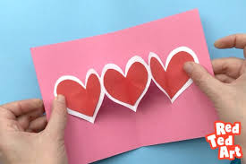 Save your money for a gift by making use of this diy mother's day card idea. Easy Heart Pop Up Cards Red Ted Art Make Crafting With Kids Easy Fun