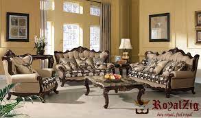 This is combined with faux marble paint finish for the walls, with matching teak wood frames for the doors and windows. Royal Wooden Sofa Set Designs For Living Teak Wood Carving Sofas