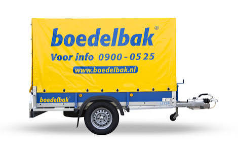 Middelgrote aanhanger met huif huren (geremd) | boedelbak | Boedelbak