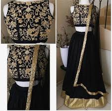 Black And Gold Lehenga Skirt Black Gold Jaquard Silk Butti Lehenga Indian Dresses 1 Indian Fashion Trends Indian Outfits Indian Bridal Outfits