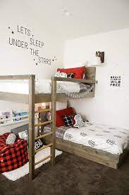 A bunk bed is a type of bed in which one bed frame is stacked on top of another, allowing two or more beds to occupy the floor space usually required by just one. 9 Smart Ideas For Creating A Dual Purpose Room Diy Bunk Bed Bunk Bed Plans Bunk Bed Designs