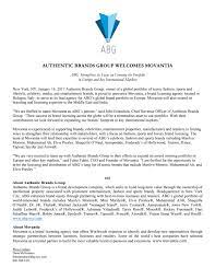Abg is a provider of brand development and marketing services for fashion, sports, lifestyle and entertainment. Authentic Brands Group Movantia Press Release Jan 2017 By Movantia Srl Issuu