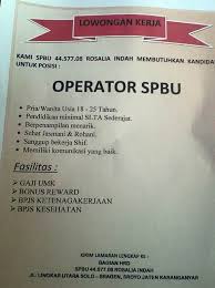 Check spelling or type a new query. Lowongan Kerja Operator Spbu