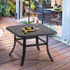 We offer a wide selection, big savings, financing and free shipping. Alcott Hill Cast Aluminum Patio Side Table Outdoor Square Anti Rust Small Table With Umbrella Hole Coffee Bistro Table Market Umbrella Table 24 X 24 Wayfair