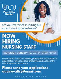 Blue Nurse Job Hiring Flyer Nursing Jobs Hiring Poster Nurse Staffing