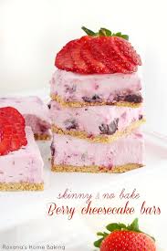 Berry Cheesecake Bars Skinny And No Bake Recipe Recipe Desserts Baking Recipes Food