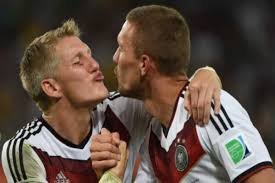When both of us are on the pitch and one is playing bad, people say: Watch Bastian Schweinsteiger And Lukas Podolski Almost Kiss Post World Cup Victory India Com