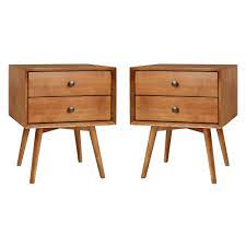 Selection of the lamp according to some home interior section is required. Walker Edison Furniture Company Mid Century 2 Drawer Solid Wood Caramel Nightstand 2 Pack Hd8275 The Home Depot