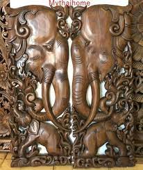 2 X 3ft 35 Brown Gold Pair Teak Wood Carve Carved Etsy In 2021 Elephant Wall Decor Wooden Wall Art Panels Wood Carving