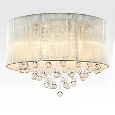 Kichler crystal drum pendant light with white shade in. Modern Drum Pendant Light Fabric Shade Rain Drop Crystal Chandeliers 6 Lights E14 E12 Bulb Crystal Lamp Light Fixture D 45cm From Selectedlighting 141 83 Dhgate Com