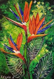 Posters alecos fassianos wall art blue bird of paradise living room home decor paintings (unframed,24x36inch) $22.00 $ 22. Bird Of Paradise Flowers Painting By Anna Reznik Saatchi Art
