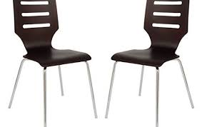 Leisuremod Oliver Plywood Modern Dining Chair With Chrome Frame Set Of 2 Brown Patio Dining Chairs Plywood Chair Solid Wood Dining Chairs