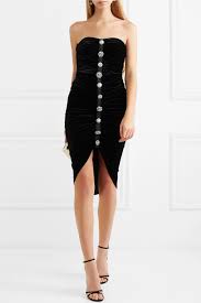 Black Palo Embellished Ruched Stretch Velvet Dress Veronica Beard Stretch Velvet Dress Dresses Strapless Dress Formal