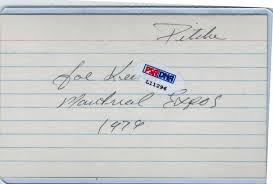 JOE KEENER INDEX CARD SIGNED 1976 MONTREAL EXPOS PSA/DNA CERTIFIED