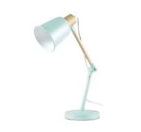 Lampe de bureau en métal vert et hévéa