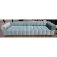 Furniture home armless settees corner sectional seats futon sets left arm sectional seats loveseat furniture covers loveseat slipcovers loveseats. Adesso Imports Custom Tufted Aqua Blue Velvet Sofa With Brass Base Chairish