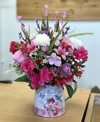 + + + + + 30cm wild flower silk flower in metal jug. Artificial Flower Arrangement Pink Rose Wild Flower Blossom Display Chic Jug 30 00 Picclick Uk