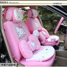 22pcs Hello Kitty Head Comfortable Pink Car Seat Covers Car Interior Accessories Hello Kitty Car Accessories Hello Kitty Car Pink Car Interior