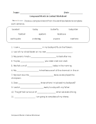 Compound Words In Context Worksheet Compound Words Worksheets Helping Verbs Preposition Worksheets