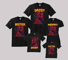 Family Personalised Birthday Boy Birthday T Shirt Designs Spiderman Birthday Shirt Custom Personalized Shirts For All Family Black In 2020 Spiderman Birthday Custom Birthday Shirts Birthday Shirts