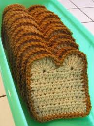 Toast Loaf Coasters But Wouldn T It Be Fun To Make These And Then Lettuce Meat And Pickles Etc For The Kids Crochet Food Crochet Kitchen Crochet Coasters