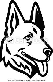 Despite having a smaller head than a wild wolf they are. Head Of A German Shepherd Or Alsatian Wolf Dog Mascot Retro Black And White Mascot Illustration Of Head Of A German Shepherd Canstock
