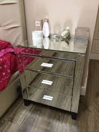 Glam Hollywood Regency Glass Mirror Mirrored Nightstand Modern Bedroom Theclassyhome Modern Mirrored Nightstand Modern Nightstand Modern Bedroom