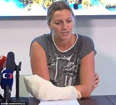 When i saw the blood, i started blubbing. Petra Kvitova Reveals Bandaged Hand In First Appearance Since Being Stabbed Daily Mail Online