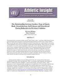 Pdf The Relationship Between Gender Type Of Sport Body Dissatisfaction Self Esteem And Disordered Eating Behaviors In Division I Athletes