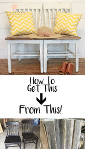 Repurpose Two Wooden Chairs Into A Bench Repurposed Furniture Farmhouse Style Chairs
