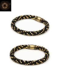 Black And Gold Bracelet Handmade Black Gold Bracelet In Double Helix Pattern With Magnetic Clasp Beaded Kumihimo Jewelry By Whirlpool Galax Kumihimo Jewelry Beaded Bracelets Jewelry
