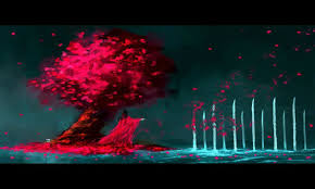 He's not one to show off his strength or have fun like kenpachi, and in this fan art, byakuya's expression suggests that using bankai is a tragic necessity, not a game. Senbonzakura Kageyoshi By Nanfe On Deviantart Tree Painting Art Tree Artwork