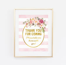 Printable Baby Shower Sign Thank You For Coming Please Take One Pink Baby Shower Pa Baby Shower Signs Baby Shower Printables Floral Baby Shower Decorations