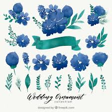 Free vector blue watercolor flowers. Free Vector Watercolor Floral Wedding Ornament Collection