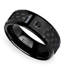 Black Ceramic Carbon Fiber Men S Ring With Black Diamond Mens Carbon Fiber Ring Black Diamond Wedding Rings Mens Wedding Rings