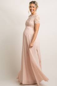 Light Pink Crochet Chiffon Open Back Maternity Evening Gown Maternity Bridesmaid Dresses Maternity Evening Dress Maternity Evening Gowns
