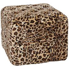 Tarzana Leopard Brown Tufted Leather Pouf Ottoman 83r82 Lamps Plus