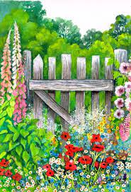 The Garden Gate By Val Stokes Nature Art Painting Garden Gates Flower Painting