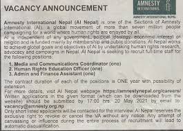 Finance assistant job description template. Admin And Finance Assistant Amnesty International Nepal Ai Nepal Jobs Business Administration Management Classified Ads Of Nepal Online Advertising And Marketing