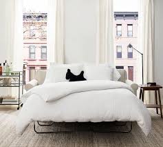 Cameron square arm upholstered sleeper sofa with reversible storage chaise. Cameron Roll Arm Upholstered Sleeper Sofa With Memory Foam Mattress Pottery Barn