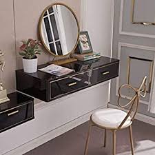 The Bedroom Wall Mounted Makeup Table With Piano Grade Paint Is Very Durable And The 2 Drawers D In 2020 Small Dressing Table Drawer Design Furniture Protection Plans